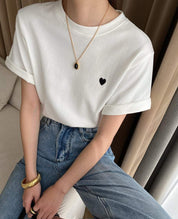 【動画あり】ハートワンポイントデザインTシャツ　２色展開 - select store mirror me【動画あり】ハートワンポイントデザインTシャツ　２色展開208696980mirror meselect store mirror me208696980ホワイトS