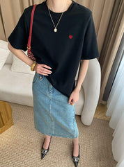 【動画あり】ハートワンポイントデザインTシャツ　２色展開 - select store mirror me【動画あり】ハートワンポイントデザインTシャツ　２色展開208696980mirror meselect store mirror me208696980ホワイトS