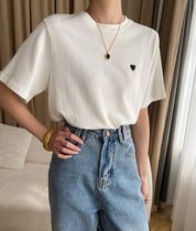 【動画あり】ハートワンポイントデザインTシャツ　２色展開 - select store mirror me【動画あり】ハートワンポイントデザインTシャツ　２色展開208696980mirror meselect store mirror me208696980ホワイトS