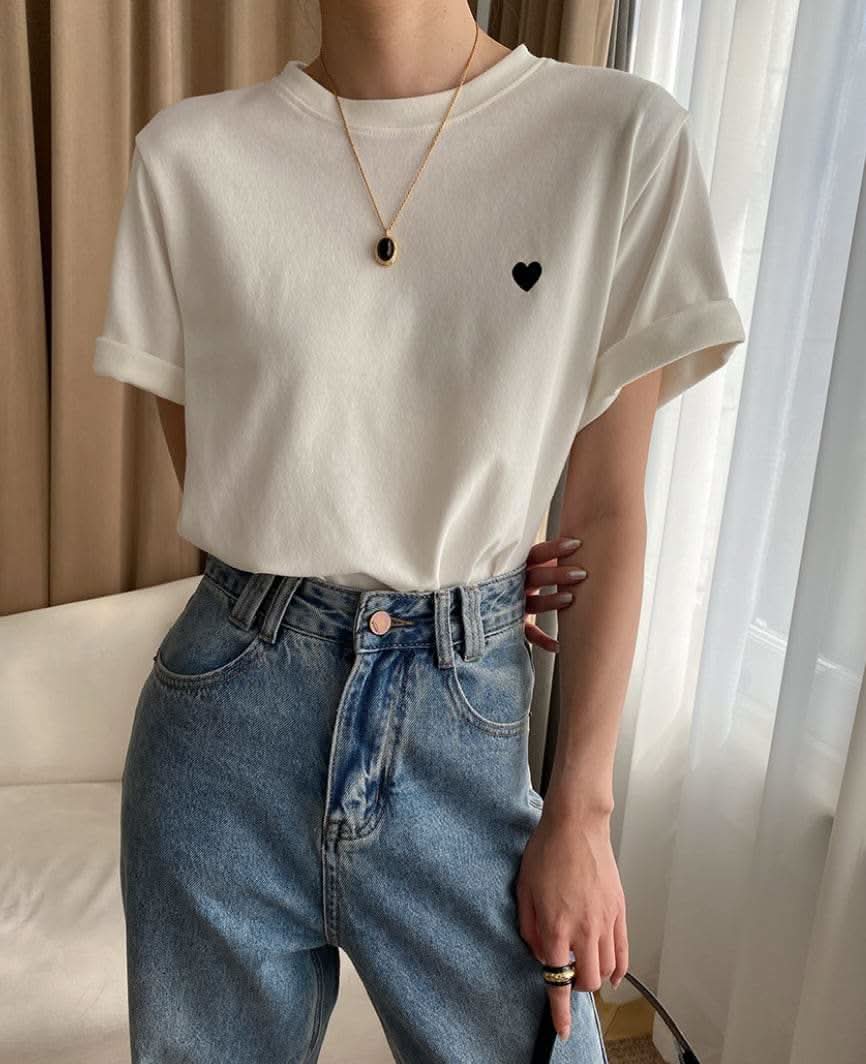 【動画あり】ハートワンポイントデザインTシャツ　２色展開 - select store mirror me【動画あり】ハートワンポイントデザインTシャツ　２色展開208696980mirror meselect store mirror me208696980ホワイトS