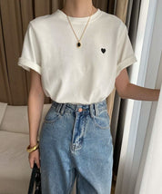 【動画あり】ハートワンポイントデザインTシャツ　２色展開 - select store mirror me【動画あり】ハートワンポイントデザインTシャツ　２色展開208696980mirror meselect store mirror me208696980ホワイトS