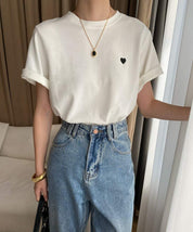 【動画あり】ハートワンポイントデザインTシャツ　２色展開 - select store mirror me【動画あり】ハートワンポイントデザインTシャツ　２色展開208696980mirror meselect store mirror me208696980ホワイトS
