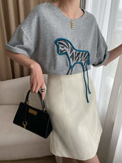 【動画あり】ゼブラデザインTシャツ　３色展開 - select store mirror me【動画あり】ゼブラデザインTシャツ　３色展開208525209mirror meselect store mirror me208525209ホワイト