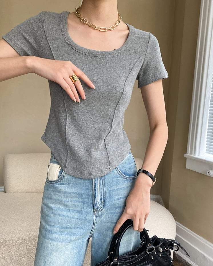 【動画あり】デザインラインラウンドネックTシャツ　４色展開 - select store mirror me【動画あり】デザインラインラウンドネックTシャツ　４色展開208527131mirror meselect store mirror me208527131ホワイトS