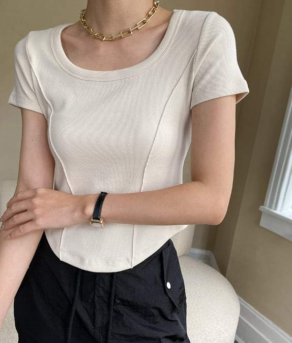 【動画あり】デザインラインラウンドネックTシャツ　４色展開 - select store mirror me【動画あり】デザインラインラウンドネックTシャツ　４色展開208527131mirror meselect store mirror me208527131ホワイトS