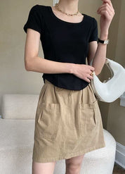 【動画あり】デザインラインラウンドネックTシャツ　４色展開 - select store mirror me【動画あり】デザインラインラウンドネックTシャツ　４色展開208527131mirror meselect store mirror me208527131ホワイトS
