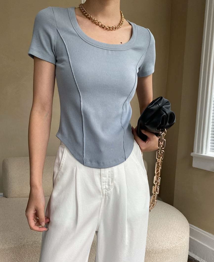 【動画あり】デザインラインラウンドネックTシャツ　４色展開 - select store mirror me【動画あり】デザインラインラウンドネックTシャツ　４色展開208527131mirror meselect store mirror me208527131ホワイトS