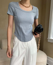 【動画あり】デザインラインラウンドネックTシャツ　４色展開 - select store mirror me【動画あり】デザインラインラウンドネックTシャツ　４色展開208527131mirror meselect store mirror me208527131ホワイトS