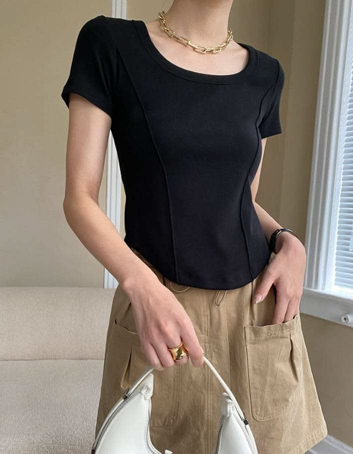 【動画あり】デザインラインラウンドネックTシャツ　４色展開 - select store mirror me【動画あり】デザインラインラウンドネックTシャツ　４色展開208527131mirror meselect store mirror me208527131ホワイトS