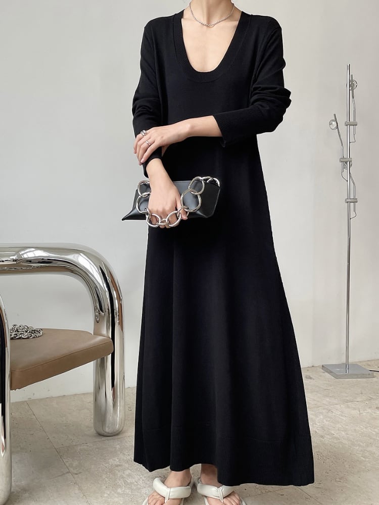 リラックスUネックロングワンピース　２色展開 - select store mirror meリラックスUネックロングワンピース　２色展開197035724mirror meselect store mirror me197035724ピンク