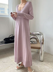 リラックスUネックロングワンピース　２色展開 - select store mirror meリラックスUネックロングワンピース　２色展開197035724mirror meselect store mirror me197035724ピンク