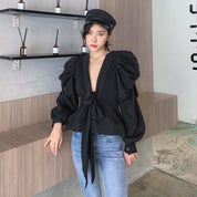 【動画あり】ディープVネックシフォンリボンブラウス　２色展開 - select store mirror me【動画あり】ディープVネックシフォンリボンブラウス　２色展開115201291mirror meselect store mirror me115201291ホワイト