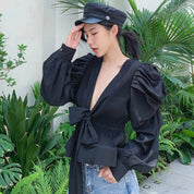 【動画あり】ディープVネックシフォンリボンブラウス　２色展開 - select store mirror me【動画あり】ディープVネックシフォンリボンブラウス　２色展開115201291mirror meselect store mirror me115201291ホワイト