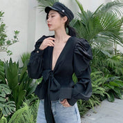 【動画あり】ディープVネックシフォンリボンブラウス　２色展開 - select store mirror me【動画あり】ディープVネックシフォンリボンブラウス　２色展開115201291mirror meselect store mirror me115201291ホワイト