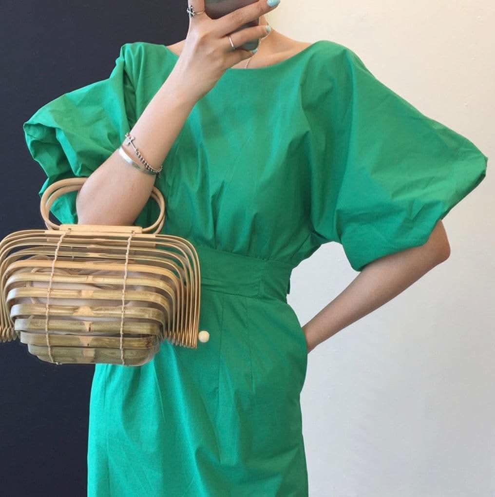 バックVネックリボンレトロパフスリーブワンピース　２色展開 - select store mirror meバックVネックリボンレトロパフスリーブワンピース　２色展開117563402mirror meselect store mirror me117563402パープル M