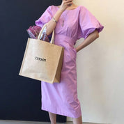 バックVネックリボンレトロパフスリーブワンピース　２色展開 - select store mirror meバックVネックリボンレトロパフスリーブワンピース　２色展開117563402mirror meselect store mirror me117563402パープル M