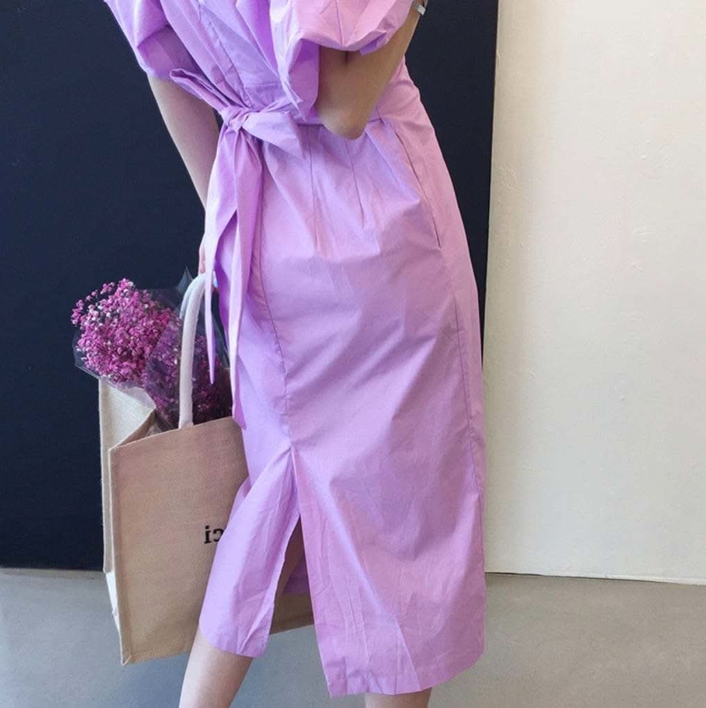 バックVネックリボンレトロパフスリーブワンピース　２色展開 - select store mirror meバックVネックリボンレトロパフスリーブワンピース　２色展開117563402mirror meselect store mirror me117563402パープル M