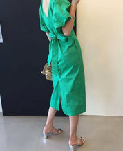 バックVネックリボンレトロパフスリーブワンピース　２色展開 - select store mirror meバックVネックリボンレトロパフスリーブワンピース　２色展開117563402mirror meselect store mirror me117563402パープル M