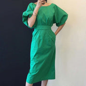 バックVネックリボンレトロパフスリーブワンピース　２色展開 - select store mirror meバックVネックリボンレトロパフスリーブワンピース　２色展開117563402mirror meselect store mirror me117563402パープル M