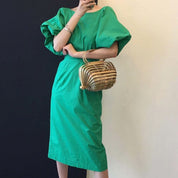 バックVネックリボンレトロパフスリーブワンピース　２色展開 - select store mirror meバックVネックリボンレトロパフスリーブワンピース　２色展開117563402mirror meselect store mirror me117563402パープル M