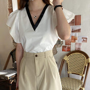 【動画あり】バイカラーバックリボンVネックトップス - select store mirror me【動画あり】バイカラーバックリボンVネックトップス174648528mirror meselect store mirror me174648528S