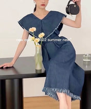 【動画あり】Vネックカラーデニムフリンジワンピース - select store mirror me【動画あり】Vネックカラーデニムフリンジワンピースmirror meselect store mirror meフリーサイズ