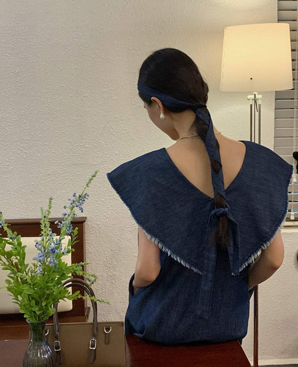 【動画あり】Vネックカラーデニムフリンジワンピース - select store mirror me【動画あり】Vネックカラーデニムフリンジワンピースmirror meselect store mirror meフリーサイズ