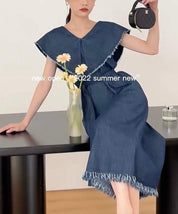 【動画あり】Vネックカラーデニムフリンジワンピース - select store mirror me【動画あり】Vネックカラーデニムフリンジワンピースmirror meselect store mirror meフリーサイズ