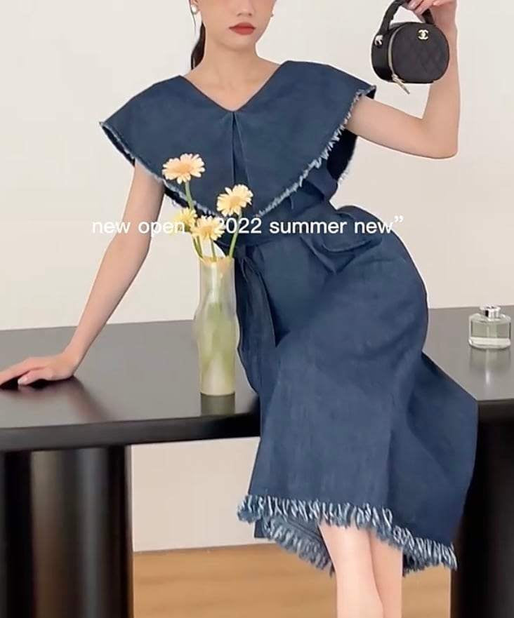 【動画あり】Vネックカラーデニムフリンジワンピース - select store mirror me【動画あり】Vネックカラーデニムフリンジワンピースmirror meselect store mirror meフリーサイズ