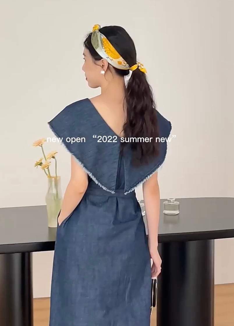 【動画あり】Vネックカラーデニムフリンジワンピース - select store mirror me【動画あり】Vネックカラーデニムフリンジワンピースmirror meselect store mirror meフリーサイズ
