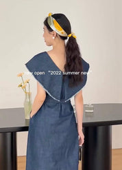 【動画あり】Vネックカラーデニムフリンジワンピース - select store mirror me【動画あり】Vネックカラーデニムフリンジワンピースmirror meselect store mirror meフリーサイズ