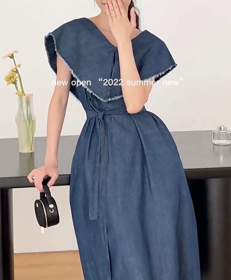 【動画あり】Vネックカラーデニムフリンジワンピース - select store mirror me【動画あり】Vネックカラーデニムフリンジワンピースmirror meselect store mirror meフリーサイズ