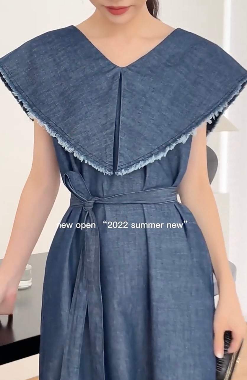 【動画あり】Vネックカラーデニムフリンジワンピース - select store mirror me【動画あり】Vネックカラーデニムフリンジワンピースmirror meselect store mirror meフリーサイズ